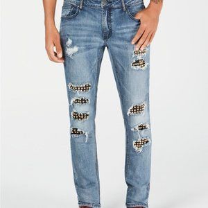 NEW I.N.C. Men's Studded Ripped Skinny Jeans size 33 waist 30 inseam